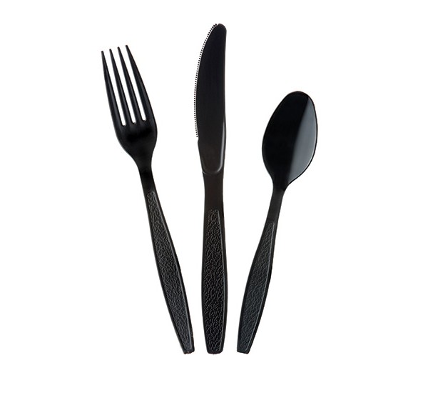 Black HD plastic cutlery